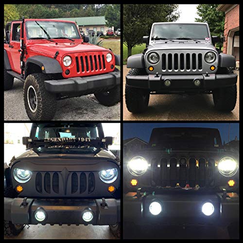 LED Turn Signal Lights for Jeep, AAIWA Amber Smoke Lens Front Turn Signal Assembly, Fender Flares Indicator Side Maker Parking Lights for 2007-2017 Jeep Wrangler JK & Wrangler Unlimited - Thumbnail 6
