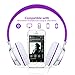 Sound Intone HD200 Headphones with Microphone Lightweight Folding Stereo Earphones for iPhone,PC,Laptop, Android Smartphones,Tablet (White/Purple)