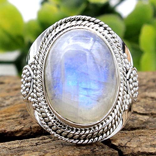 iGEM Boho Hippie 925 Silver Natural Oval Moonstone Wedding Engagement Ring Wholesale (7)