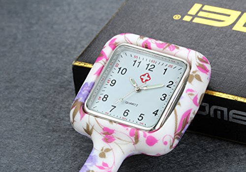 Women Girl's Nurse Watches 2Pcs Brooch Lapel Pin Hanging Medical Doctor Silicone Jelly Fob Pocket Watch