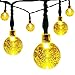 Icicle Solar String Lights 20FT 30 LED Crystal Globe Lights with 8 Modes, Solar Powered Waterproof Fairy Lights for Outdoor Garden Patio Backyard Xmas Holiday Party Decor, Warm White