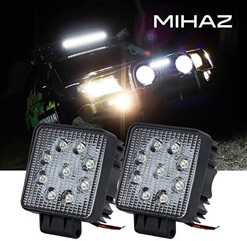 MIHAZ Car Work Light Bar, 2X 27W 6000K White Spot LED Lights LED Work Lighting Off Road Fog Light Bar Engineering Light Driving Lamp for Truck Boat SUV ATV UTV UTE 4WD 4x4 (2pcs 9 * 3w work light)