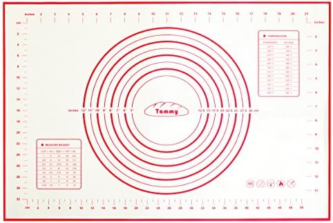 Tammy Pastry Mat Silicone Bakeware Mat Rolling Sheet Baking Liner Pastry Pad 24"x 16" Inch, Red