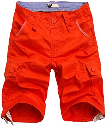 Hestore Men's Cargo Shorts Loose-fit Cotton Orange Size W44