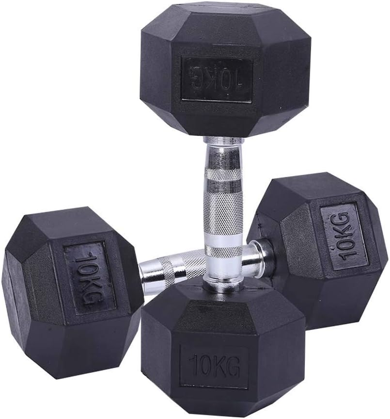 Rubber Encased Hex Dumbbells 5-22 Pounds Heavy Dumbbells with Metal Handles Home Exercise Workout Dumbbells for Strength Training Weight Loss Body Building