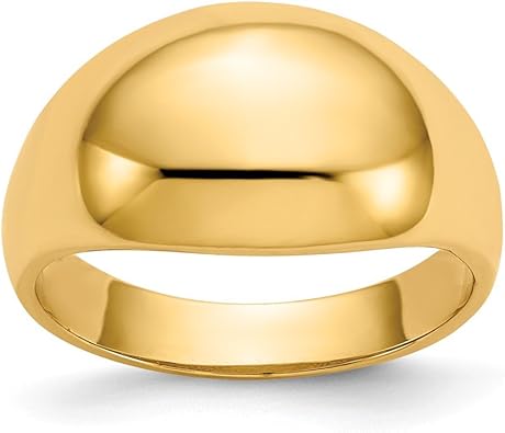 Amazon Com 14k 10mm Domed Top Tapered Cigar Band Ring Size 7 14 Kt Yellow Gold Jewelry