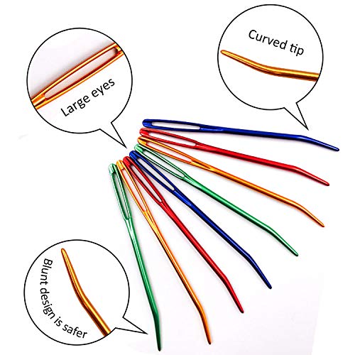 Aozer 8 Pcs Bent Tapestry Needle Yarn Needle Knitting Needles Sewing Needles Weaving Needle Darning Needles Bent with Clear Plastic Box