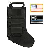 SPEED TRACK Tactical Christmas Xmas Stocking W/Handle, Perfect Mantel Decoration, Gift Veterans Military Patriotic Outdoorsy People (Black)
