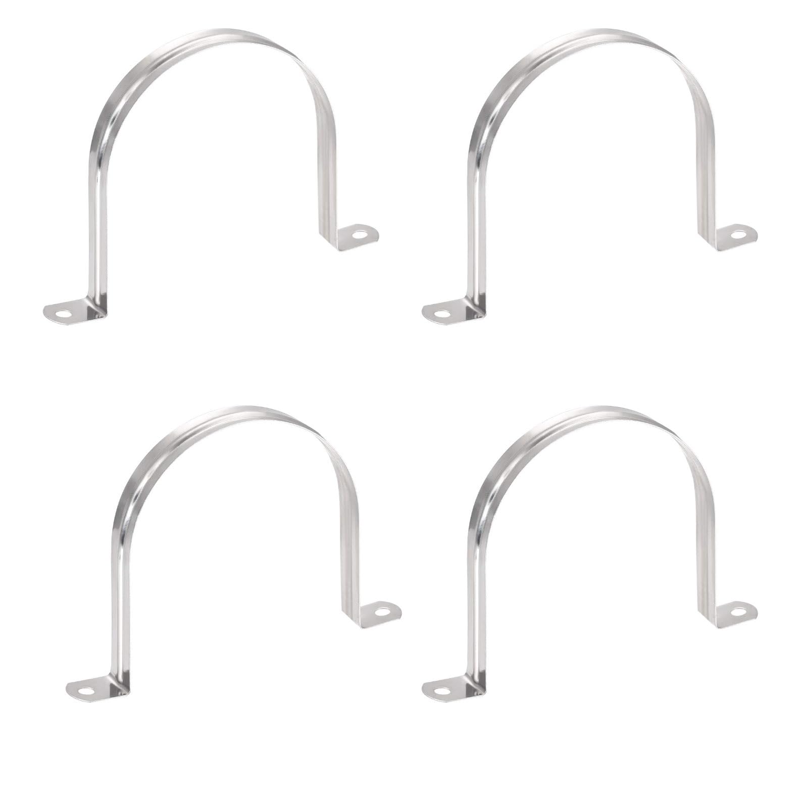 TOP-VIGOR 4Pcs M100 Rigid Pipe Strap, 2 Holes Tube Straps 201 Stainless Steel Tension Tube Clip Clamp for Fixing Tube Pipe Wire