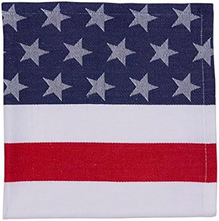 Set of 4 Large Napkins Stars and Stripes Red White and Blue Cotton