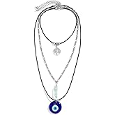 Evil Eye Necklace,Simulated Pearl Choker Necklace Blue Turkish Glass Evil Eye Pendant Necklace for Women Lucky Protection Jewelry