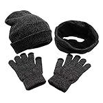 Bienvenu 3 Pieces Knitted Hat Set Winter Thick Warm Knit Hat + Scarf + Touch Screen Gloves Bienvenu 3 Pieces Knitted Hat Set Winter Thick Warm Knit Hat + Scarf + Touch Screen Gloves