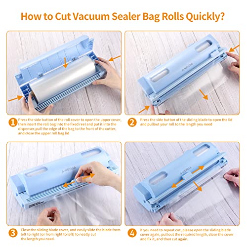 Reusable Vacuum Sealer Bags Roll Dispenser with Slide Cutter Plastic
