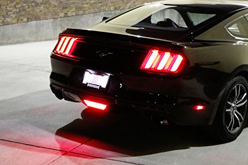 iJDMTOY Clear Lens All-In-One Full LED Backup Reverse Lamp & Rear Fog Light Assembly For 2015-up Ford Mustang