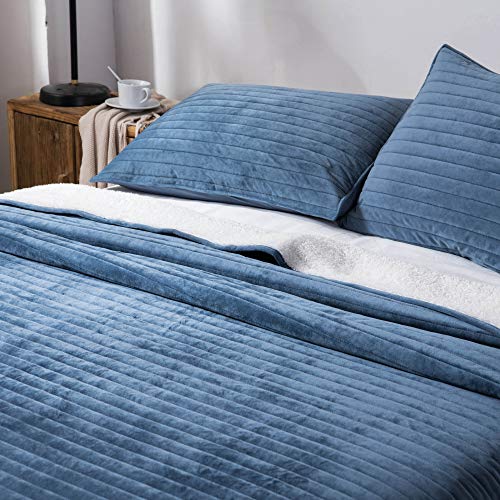 image for KASENTEX Plush Poly Velvet Lavish Design Quilt Set with Reversible Shu