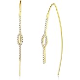 Simulated Pearl Dangle Earrings for Women - Geometric Pave/Snowflake/Bow/Strip/Gourd/Good Luck Hypoallergenic Drop Earrings Jewelry For Women Gift