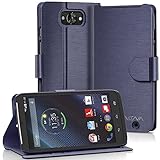 Motorola DROID Turbo Wallet Case - VENA® [vSuit] Slim Fit Leather Case with Stand and Card Slots for Motorola DROID Turbo (Not Compatible with Metallized Glass Fiber Version) (Oxford Blue)