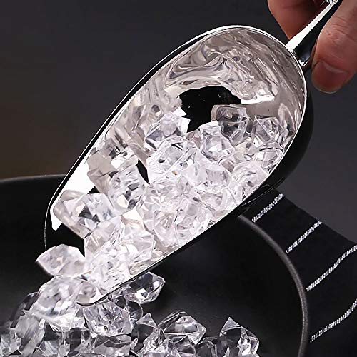 HouseHoo Stainless Steel Freezer, Scooper for Food, Popcorn Sweet Candy, Mirror Finish Metal Ice Scoop for Kitche, 8 inches, Silver - Thumbnail 3