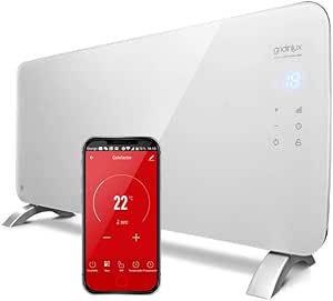 gridinlux | Radiador Eléctrico Silencioso Programable | Control Móvil App y WiFi | 2 Potencias | Resistencia IP24 | Apto para Baños | Homely WiFi Warm ...