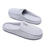 Ofoot Men's & Women's Cozy Cotton Closed Toe Memory Foam Anti-slip Indoor Slippers with Buttons Design