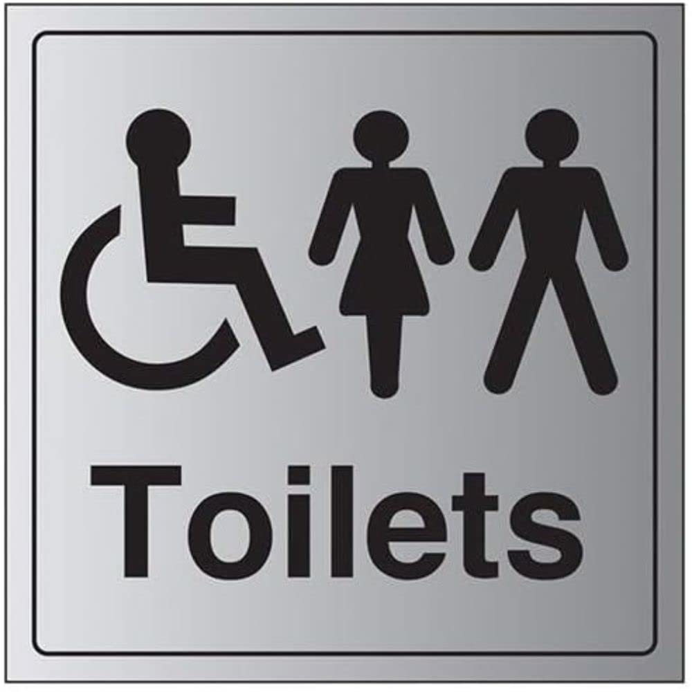 V Safety General Door-Disabled/Gents/Ladies Toilet Sign - 200mm x 200mm - 3mm Brushed Alu Comp — image 1