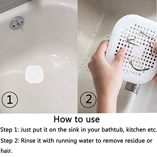 KongNai Hair Catcher Shower Drain Cover, Hair Stopper Drain Protector With Sucker, Universal Rubber Sink Strainer for Bathtub Kitchen and Bathroom (Gray+White) - Thumbnail 5