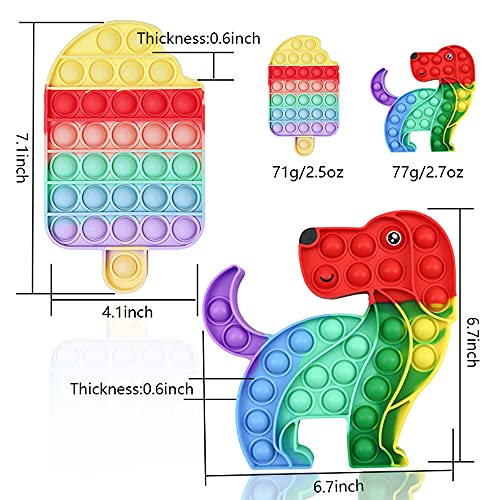 Push and Pop Bubble Fidget Sensory Toy, Rainbow 2PCS Push Bubbles Pop Toys, Silicone ToyAutism Special Needs Stress Reliever, Squeeze Sensory Tools to Relieve Emotional Stress for Kids Adults