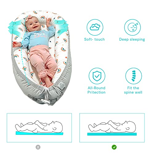 Hiseeme Baby Lounger Baby Nest, Premium Breathable Natural Cotton