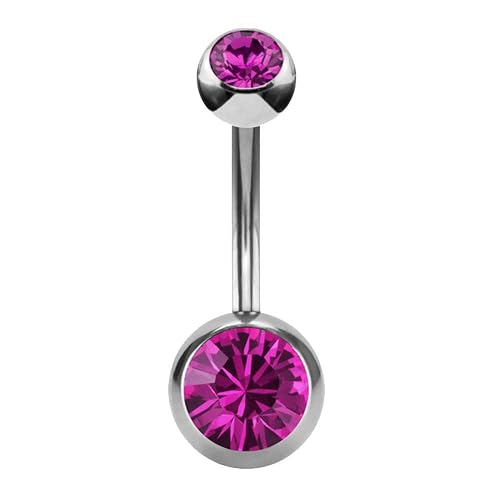 eeddoo® DOPPELKRISTALL BAUCHNABELPIERCING Stahl silber ~ 13 FARBEN | 4 Größen ~ aus EDELSTAHL/Chirurgenstahl - 1,6x 6,8,10,12