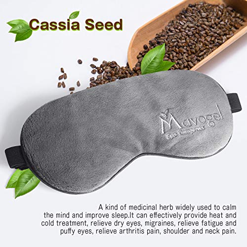 Eye Mask for Dry Eyes - Mavogel Moist Heat Eye Compress, Microwave Hot/Freezer Cold Sleep Mask for Puffy Eyes & Dry Eyes, Natural Semen Cassiae Sleep Mask Healthy Therapies