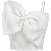 WDIRARA Girl's Big Bow Front Cami Top Pearls Spaghetti Strap Cute Camisole Top