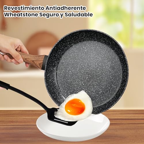 HEEDU Juego de 3 Sartenes con Revestimiento Antiadherente para Todo Tipo de Estufas, Set de 3 piezas (20 cm y 24 cm y 28 cm)