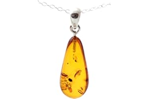 TipTopEco Baltic Amber Pendant Made With Silver - Heart Shape - Small Minimalist - Honey Color