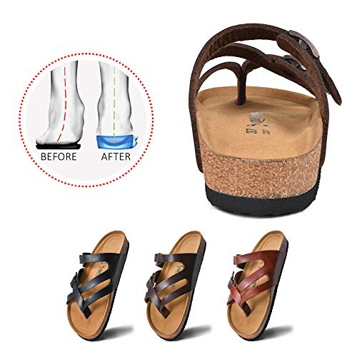 Memory Foam Cork Footbed Slides for Women Sandals with & Arch
