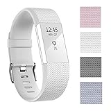 Charge 2 Elastomer Bracelet, Colors Sweat and Water Resistance Easy Cleaning Fitness Wristband, Fitbit Charge 2 Replacement Silicone Watchband Strap with A Surgical-Grade Stainless Steel Buckle