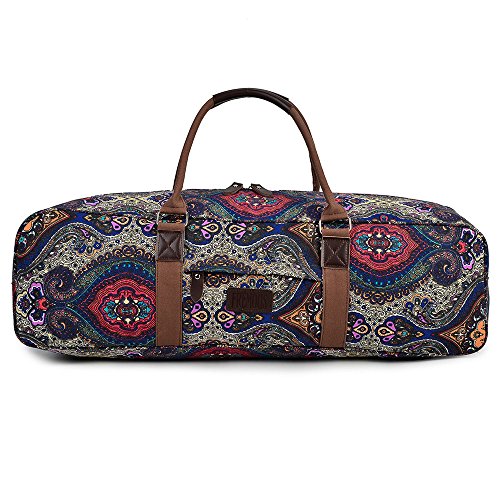 All-in-one Yoga Mat Bag, Duffel Carrier Patterned Canvas with Pocket and Zipper