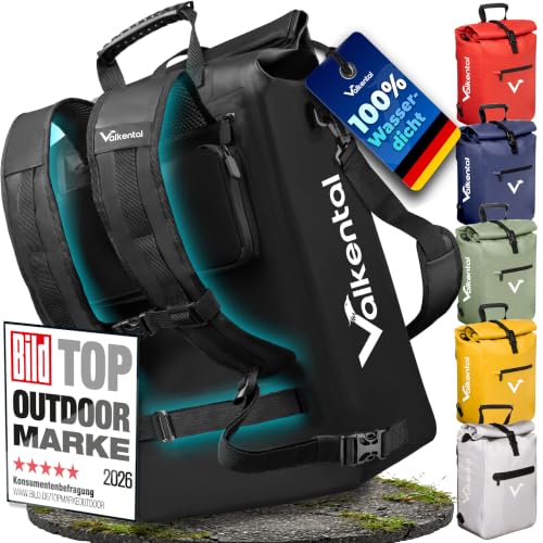 Valkental® 3in1 Fahrradtasche [Bis 25L] - Das Original - Geeignet als Gepäckträgertasche, Rucksack und Umhängetasche - 100% Wasserdicht & Reflektieren