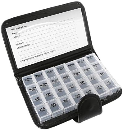 FADDIST Weekly Pill Organizer,7Days Digital Pill Organizer Alarm reminders 7 Days Pill Organizer- Light Weight 4 Groups Clock Easy Carry Alarm Reminder Pill Box. (Clear)