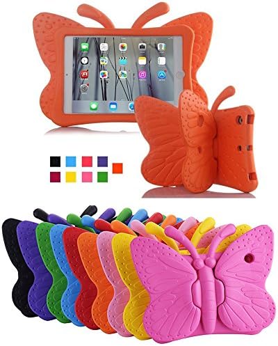 Bniiy Ipad Mini 1 2 3 4 Case,ShockProof Protective Heavy Duty Cover with Stand Case for Kids and Children Non-toxic Lightweight EVA Foam Cute Cartoon Butterfly Design For Ipad Mini 1 2 3 4(orange)