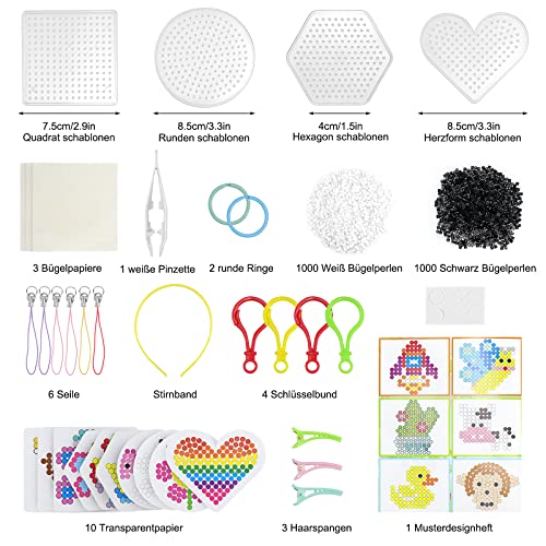 Zoyomax Ironing Beads Set 5 mm, 24 Colours Beads with 4 Ironing Beads Plates, 6300 Ironing Beads Craft Set, Beads Set for Birthday, Christmas, Gift, DIY
