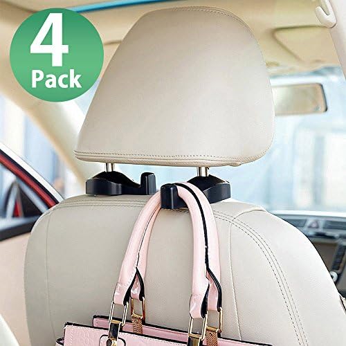 MEINA Car Headrest Hook - Headrest Hooks For Car - Car Seat Hooks Organizers - Strong and Durable Vehicle Universal Hanger Holder Storage for Bag Purse Grocery Bottle - 4PACK