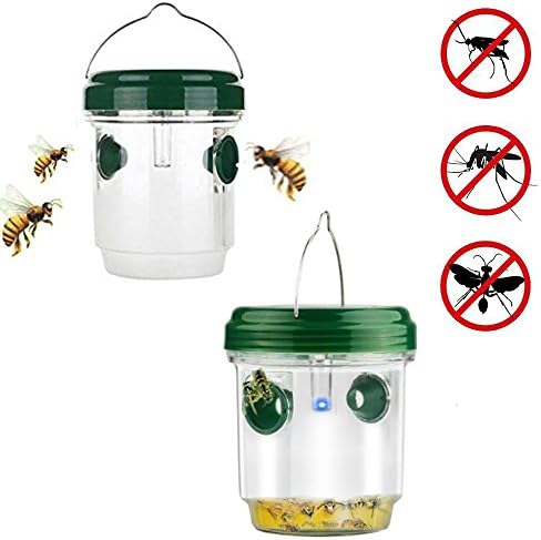 JIYA 2 Pack Solar Powered Outdoor Wasp Trap Mosquito-killing Lamp Insect Trap LED Solar Power Lawn Fly Killer Lawn Lamp Insect Bug Yard Outdoor Garden Pest Control