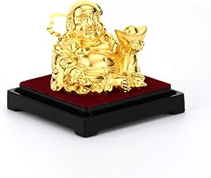 Fengshui Maitreya Buddha Statues for Lucky & Happiness Laughing Buddha Figurines Sculptures JinYuanBao God of Wealth Statue Home Decor