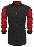 Coofandy Men's Fashion Turn Down Collar Patchwork Contrast Polka Dots Casual Shirts