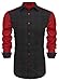 Coofandy Men's Fashion Turn Down Collar Patchwork Contrast Polka Dots Casual Shirts