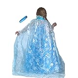 Frozen Inspired Ice Princess Shimmering Snowflake Cape with Wand & Let It Go Band