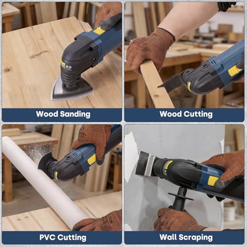 Enventor Oscillating Multi-Tool, 300W, 15000-22000 OPM, Corded Electric Multi-Tool, 6 Variable Speed, 3° Oscillation Angle, Auxiliary Handle, with 17 Accessories for Cutting, Sanding and Scraping