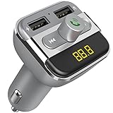 FM Transmitter, QPAU Wireless Bluetooth Transmitter Car Kit Hand-free Radio Receiver W Dual USB Ports Support USB Flash Driver and Micro SD Card