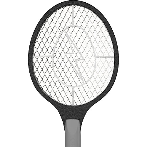BugzOff Electric Fly Swatter Racket - Best Zapper for Flies - Swat Insect, Wasp, Bug & Mosquito with Hand - Indoor and Outdoor Trap and Zap Pest Control Killer (Black)