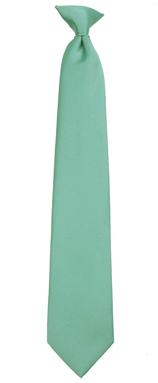 Mens Solid Color Clip On Easy to Remove Clip Necktie Ties, Seafoam, One size